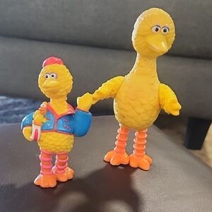 Sesame Street Big Bird and Little Bird Figures - Yellow and Blue